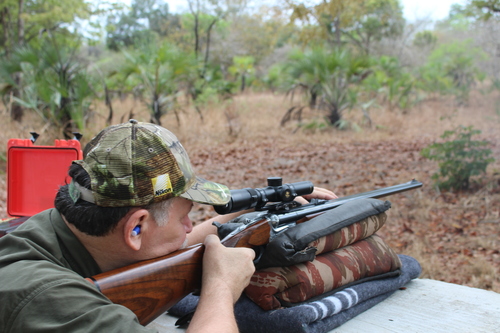 Gordon Marsh shooting a Sabatti double rifle in Mozambique