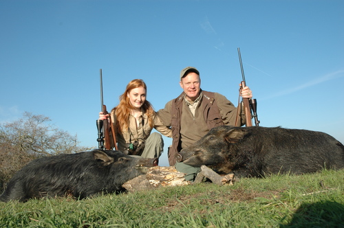 father daughter hunting wild boar .260 Remington 7mm-.08 .30-06