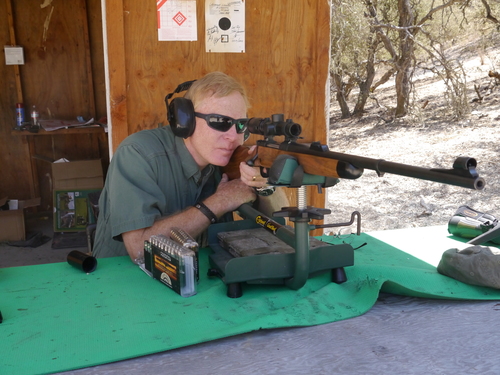 Shooting a rifle using a Caldwell Lead Sled